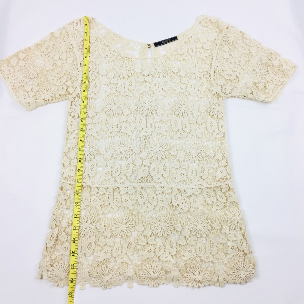 Anthropologie Western Crochet Ivory Embroidery Top Coquette Boho Y2K 90s Dulcie - Picture 7 of 9